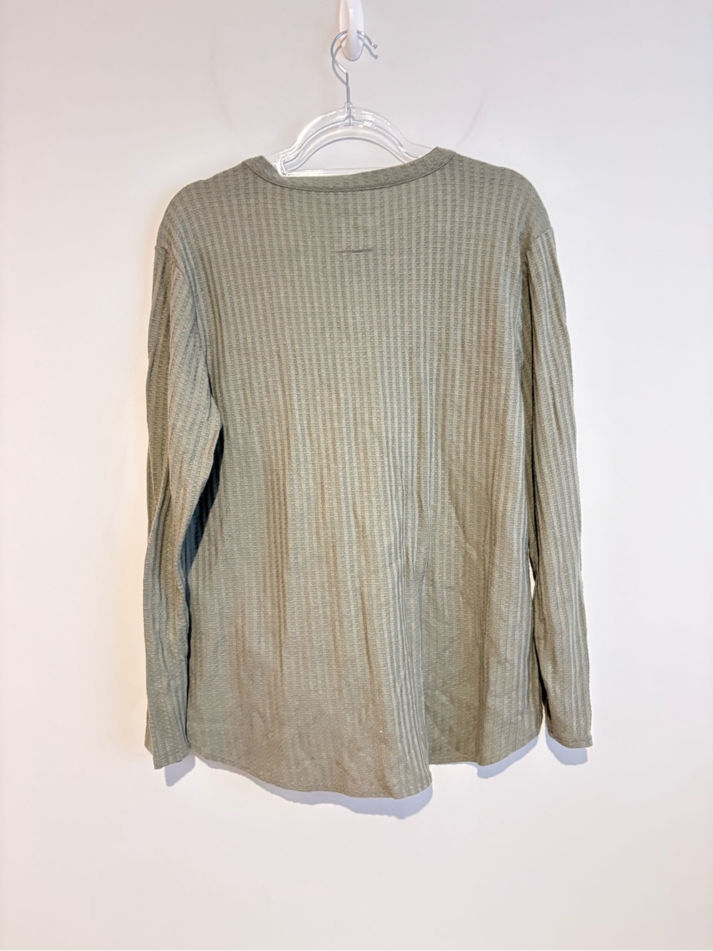 Chaser Womens Waffle Knit V-Neck Top Shirt Long Sleeve olive green XL - Picture 2 of 5